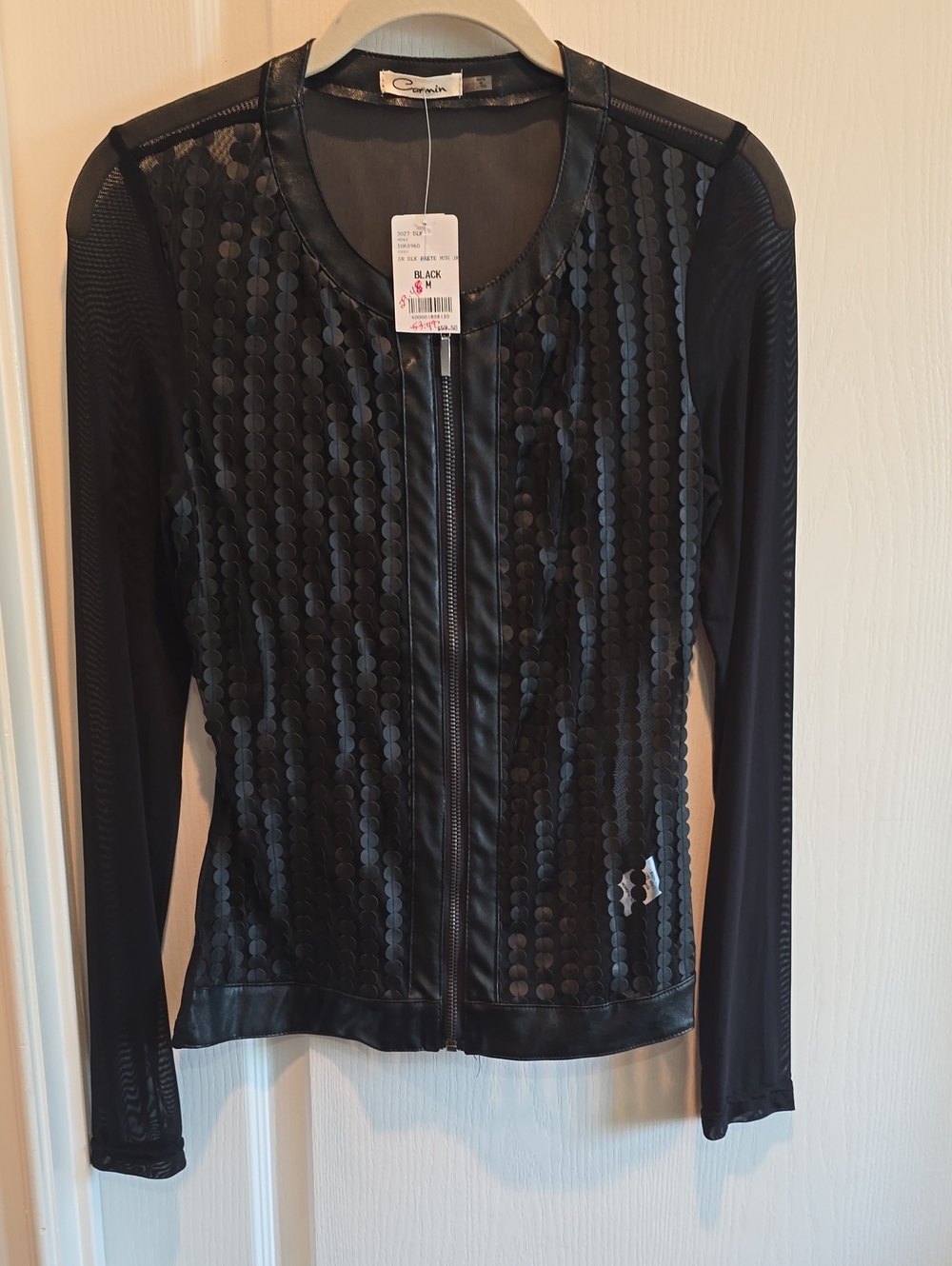 Women's Black Faux Leather Zip-Front Jacket by